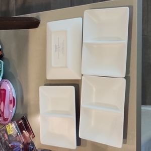 Chantal 6 3/4”x5" Divided Party Plates  Set of 4 Stoneware